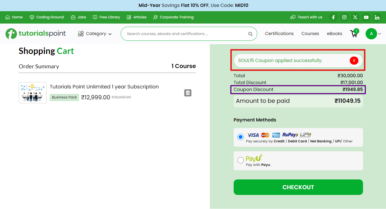 Tutorialspoint Coupon Code